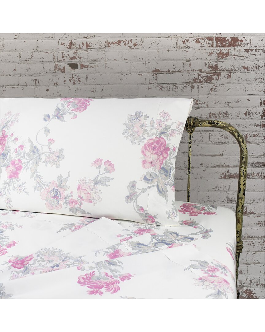 Melange Home Mélange Home Set Of Two 200tc Cotton Percale Jardin De Rose Pillowcases In Pink