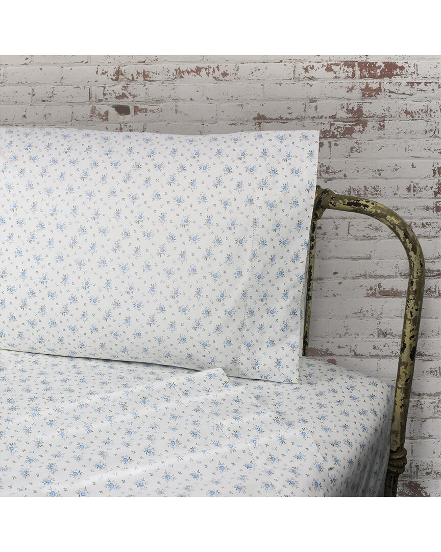 Melange Home Mélange Home Set Of Two 200tc Cotton Percale La Fleur Pillowcases In Blue