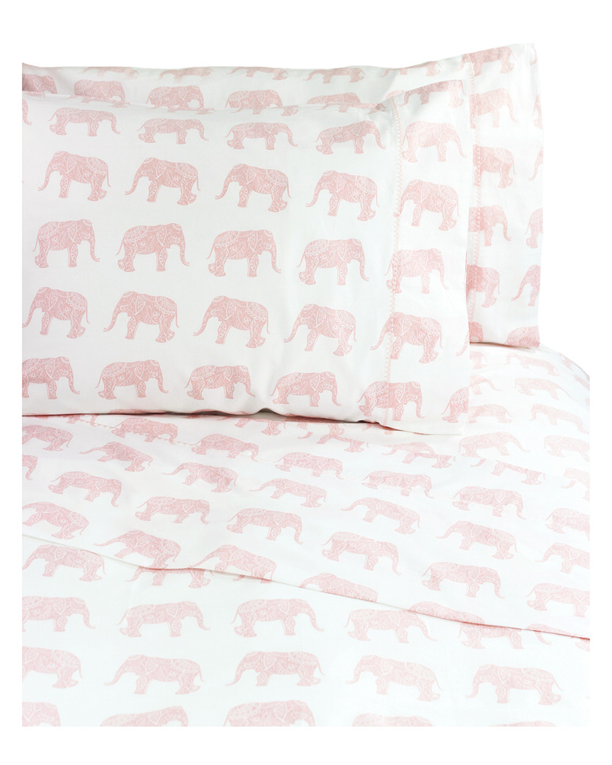 Melange Home Elephants 400 Thread Count Sheet Set In Pink