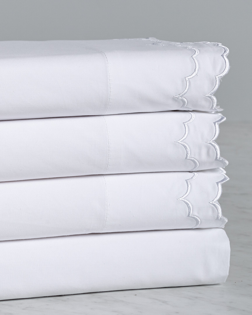 Melange Home Double Scalloped Emb Sheet Set In White