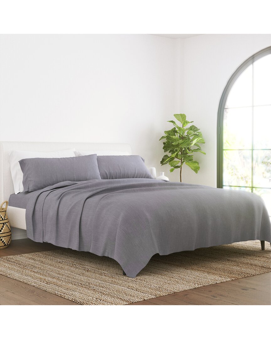 Home Collection Linen Bamboo Blend Premium Ultra Soft 4pc Sheet Set In Grey