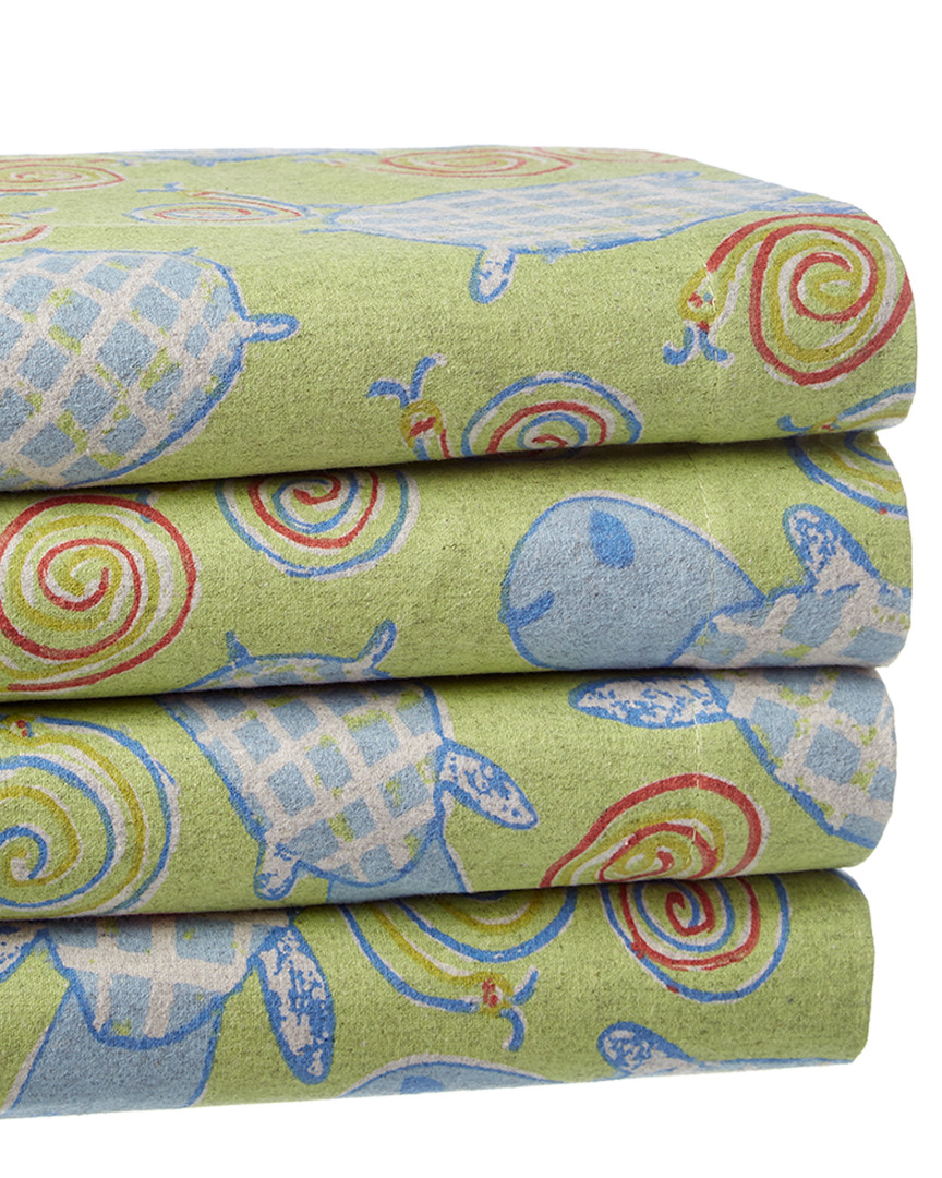 Belle Epoque Turtle Snails Flannel Sheet Set