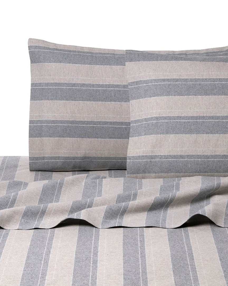 Belle Epoque Stripe Flannel Grey & Tan Sheet Set
