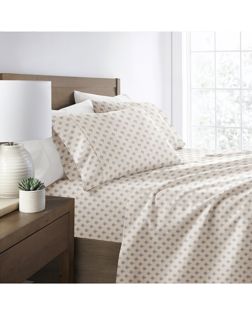 Shop Home Collection Delicate Details Patterned Ultra-soft Bed Sheet Set In Grey