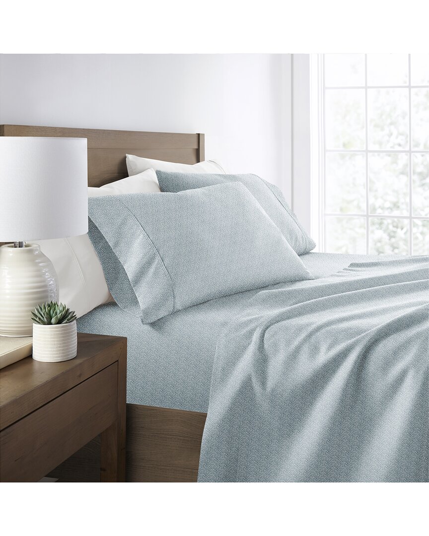 Home Collection Delicate Details Patterned Ultra-soft Bed Sheet Set In Blue