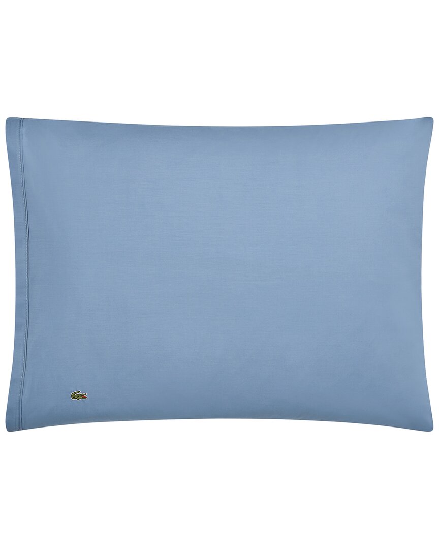 Lacoste Percale Solid Pillowcase Pair In Blue