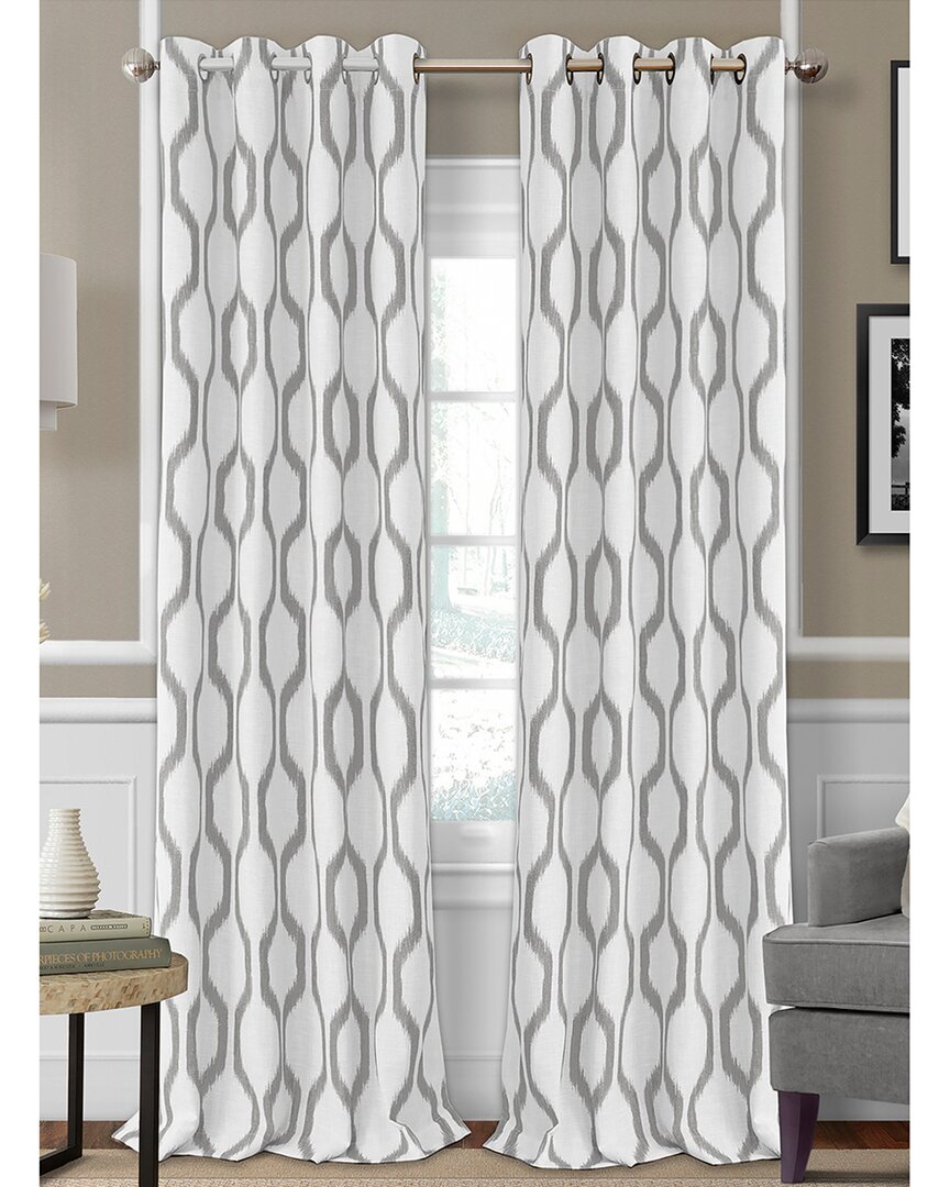 Elrene Dnu  Renzo 84 Ikat Geometric Linen Room Darkening Window Curtain