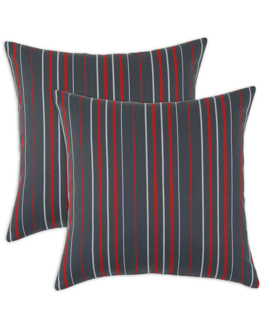 Chooty & Co. Multi Stripe Charcoal Set Of 2 Decorative Pillows