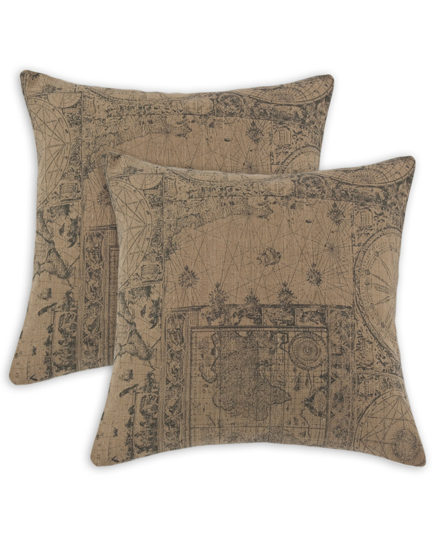 Chooty & Co. World Map Decorative Pillow In Brown