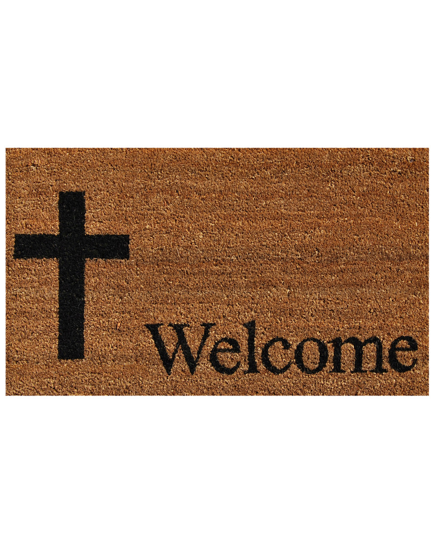 Home & More Cross Welcome Doormat In Brown