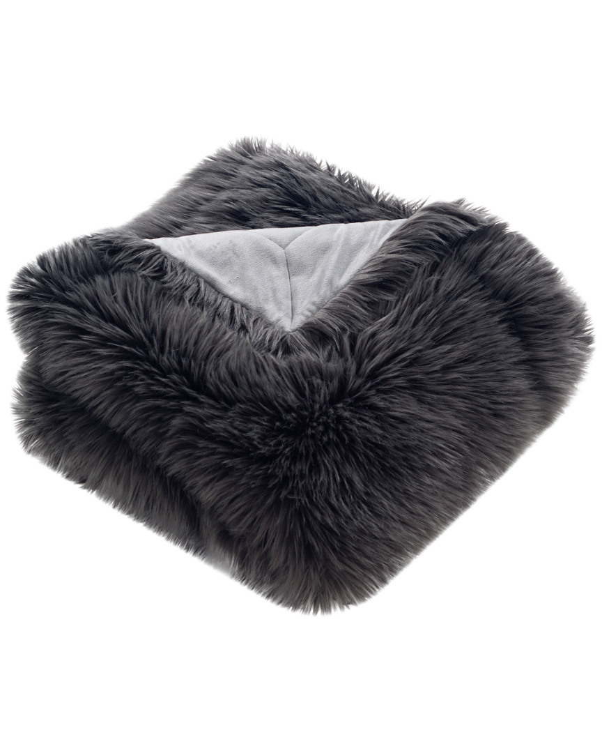 Safavieh Faux Grey Shadow Fox Throw