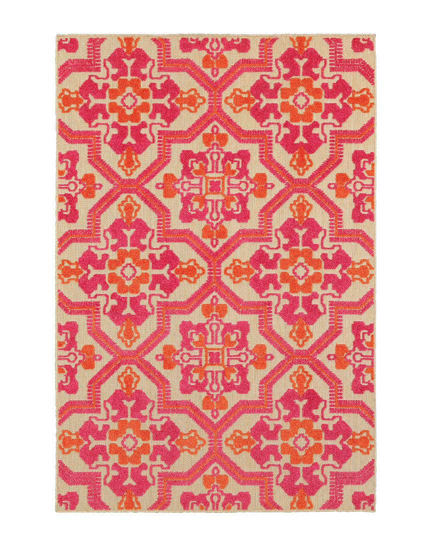 Stylehaven Costa Mixed Pile Ornate Rug In Pink