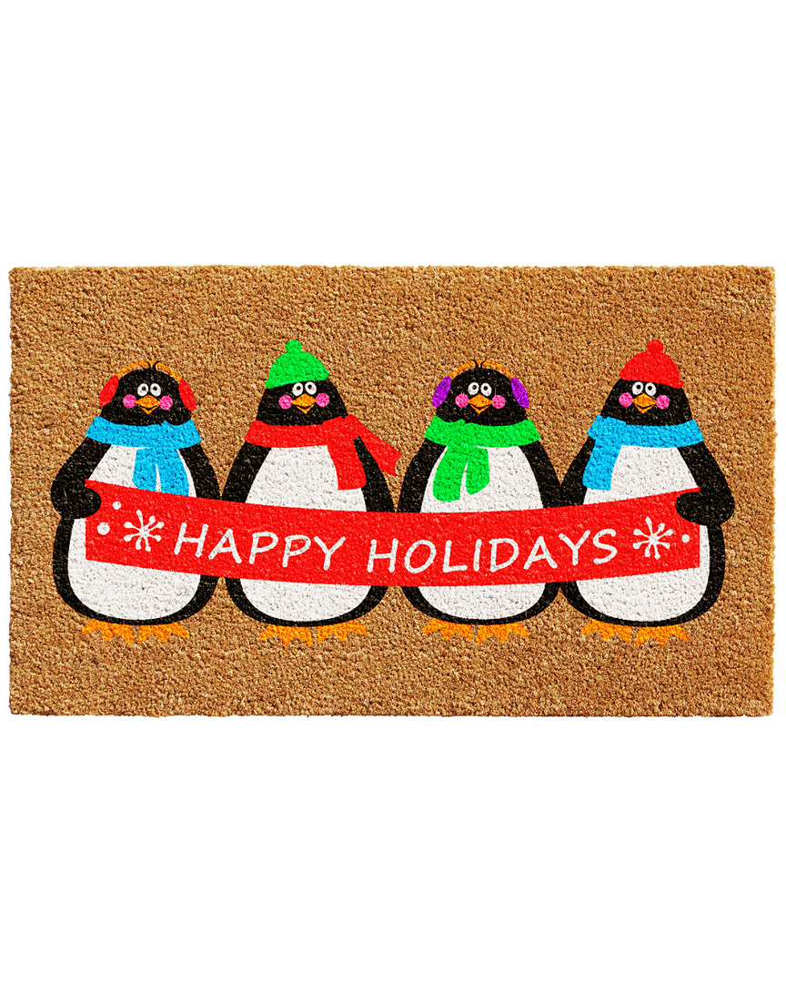 Home & More Holiday Penguines Doormat In Multi