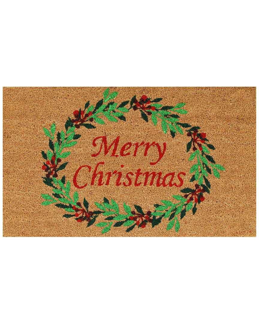 Home & More Christmas Wreath Doormat In Brown