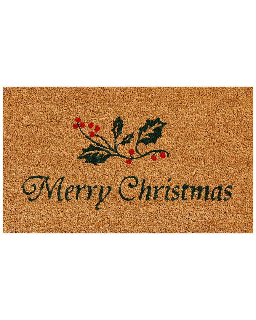 Home & More Christmas Holly Doormat In Brown