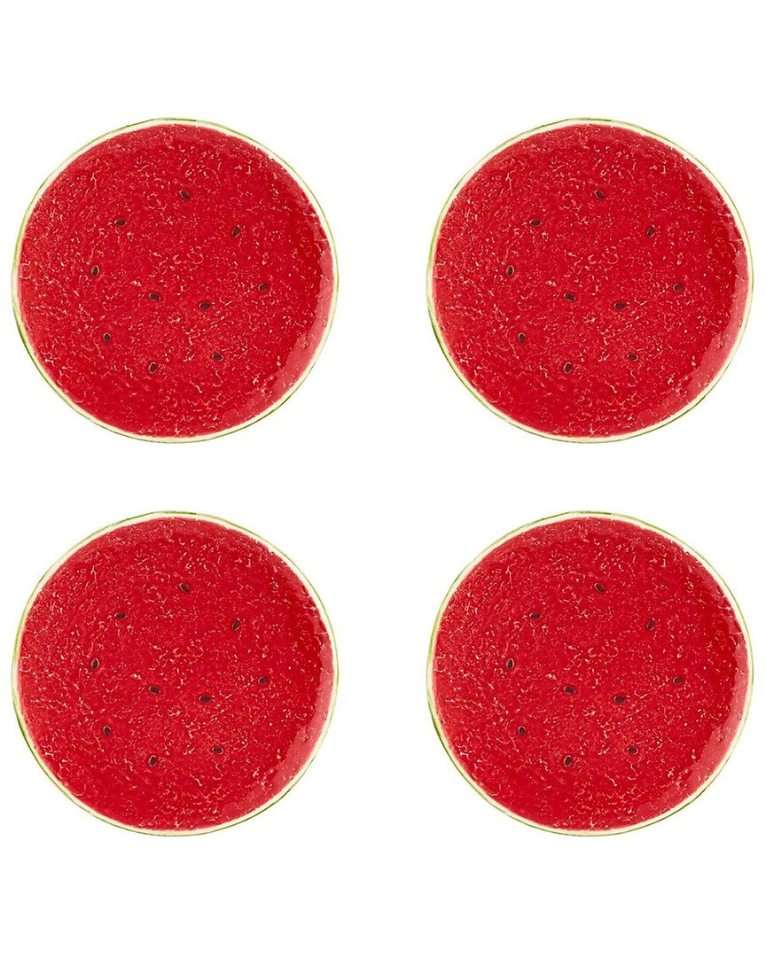 Bordallo Pinhiero Watermelon Dinner Plates (set Of 4) In Red