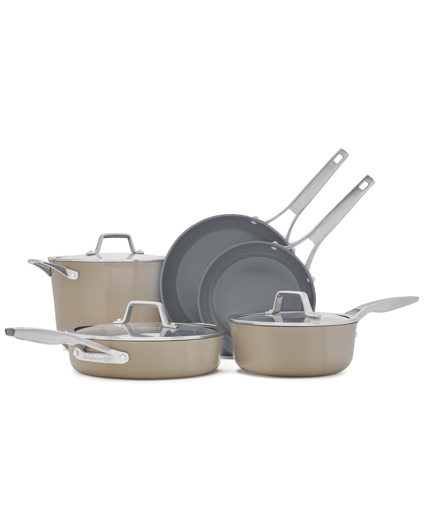 Calphalon Premier Ceramic Nonstick 8-piece Cookware Set In Silver