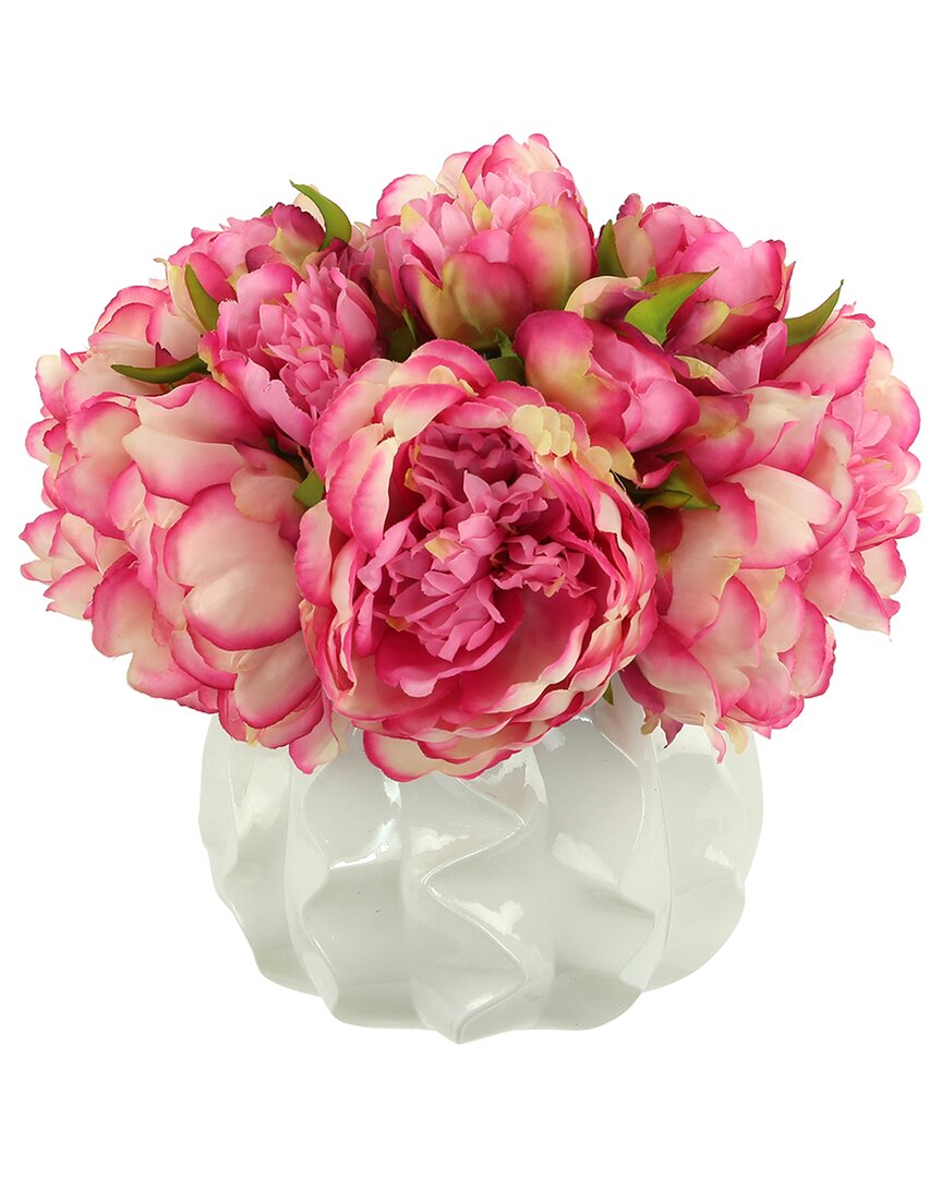 Shop Creative Displays Modern Peony Arrangement In A Wavy Ceramic Pot In Pink