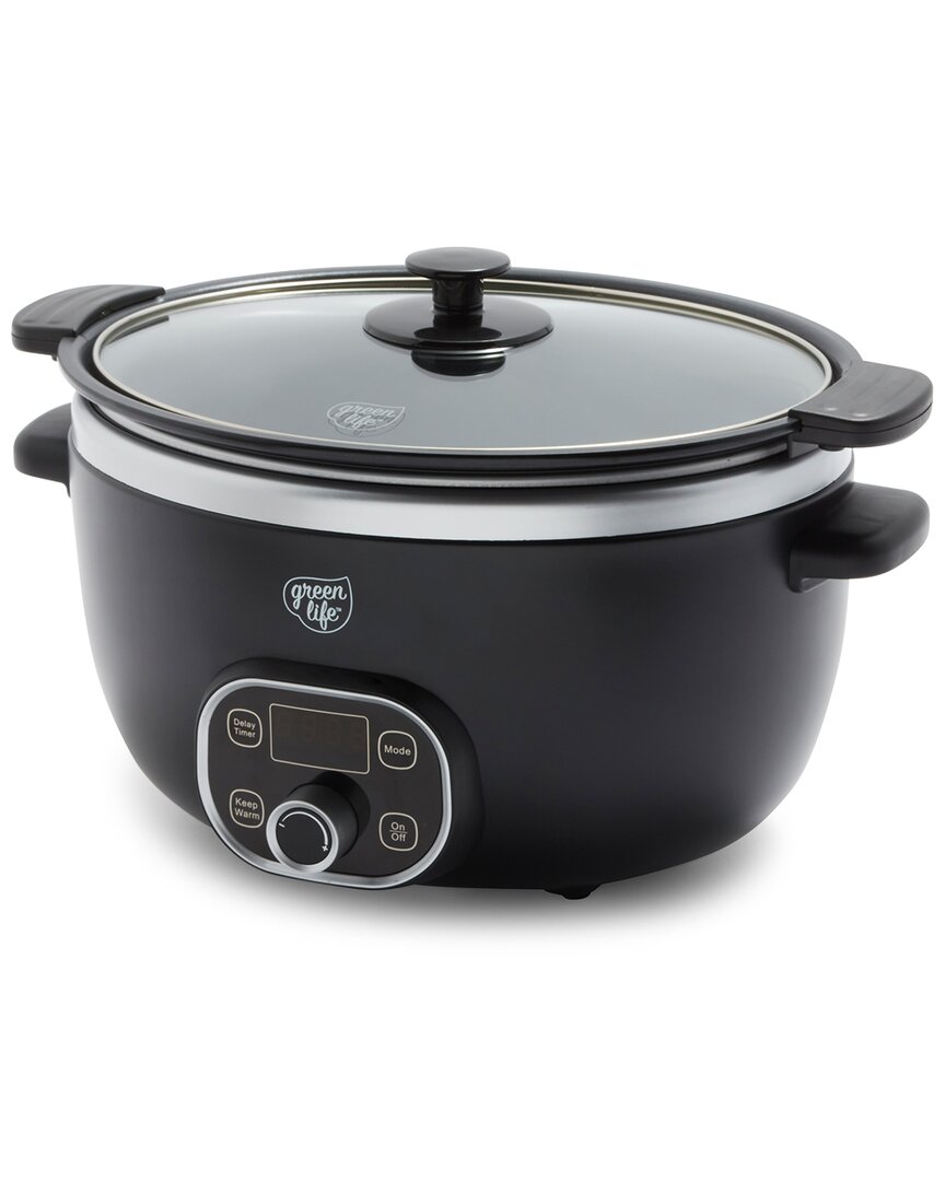 Greenlife Cook Duo Healthy 6qt Ceramic Nonstick Slow Cooker In Black