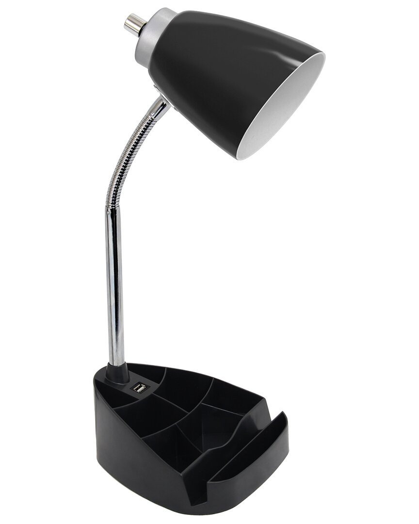 Lalia Home Laila Home Gooseneck Organizer Desk Lamp With Ipad Tablet Stand Book Holder And Usb Port In Black