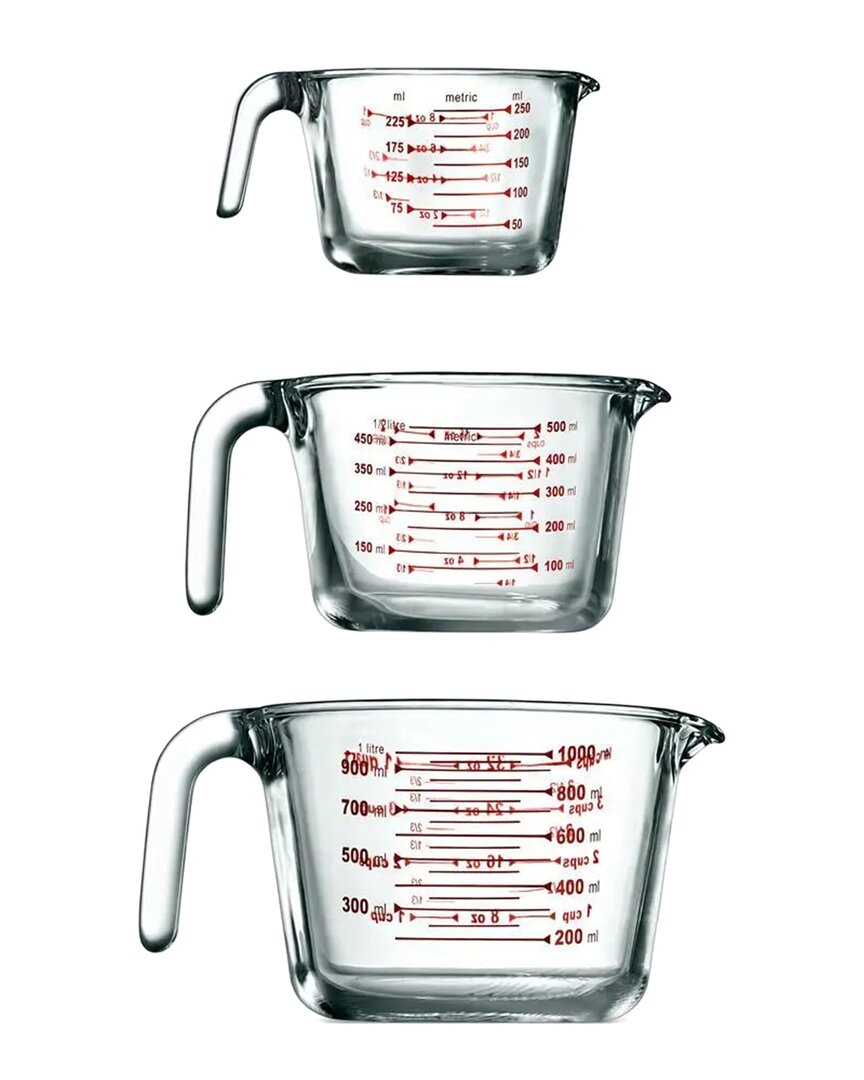 Shop Nutrichef 3pc High Borosilicate Glass Measuring Cup With Customized Scale