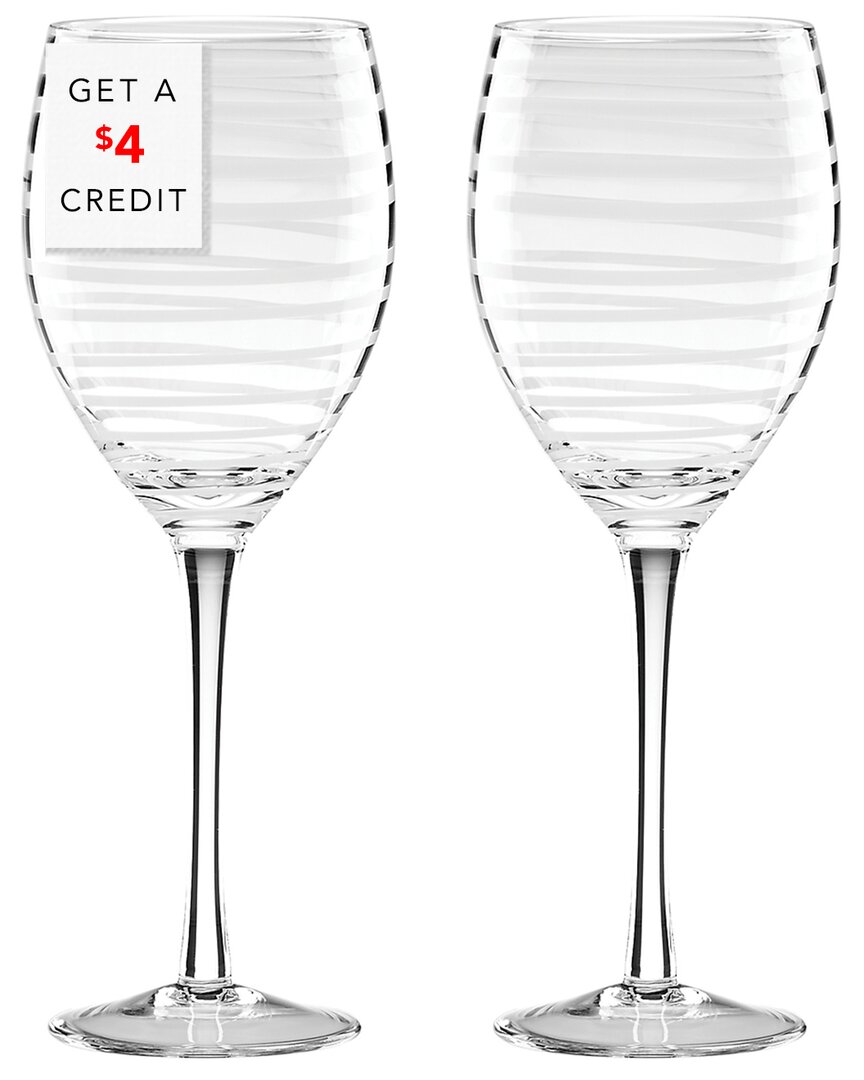 Shop Kate Spade New York Charlotte Street 2pc Wine Glass Set With $4 Credit In White