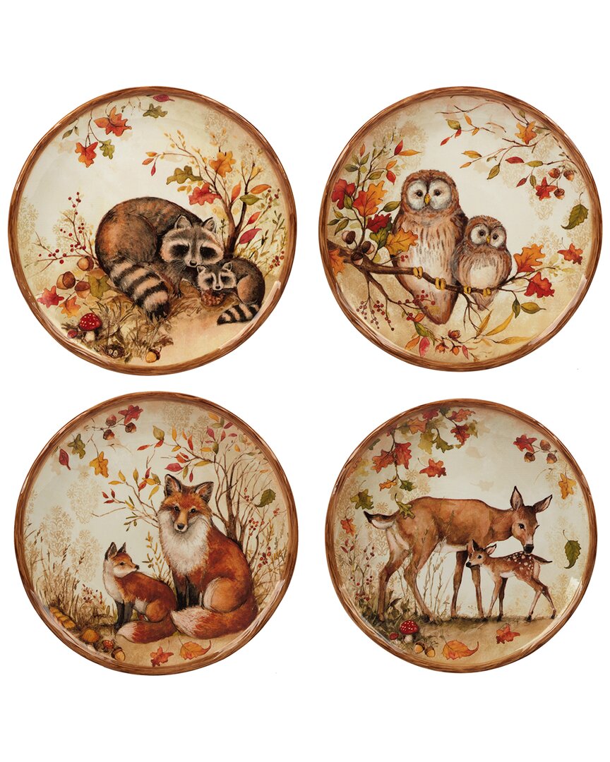 Certified International Pine Forest Set Of 4 Dessert Plate