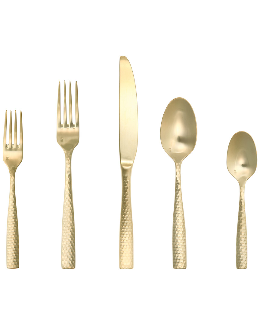Fortessa Lucca Faceted Brushed Gold 5pc Place Setting