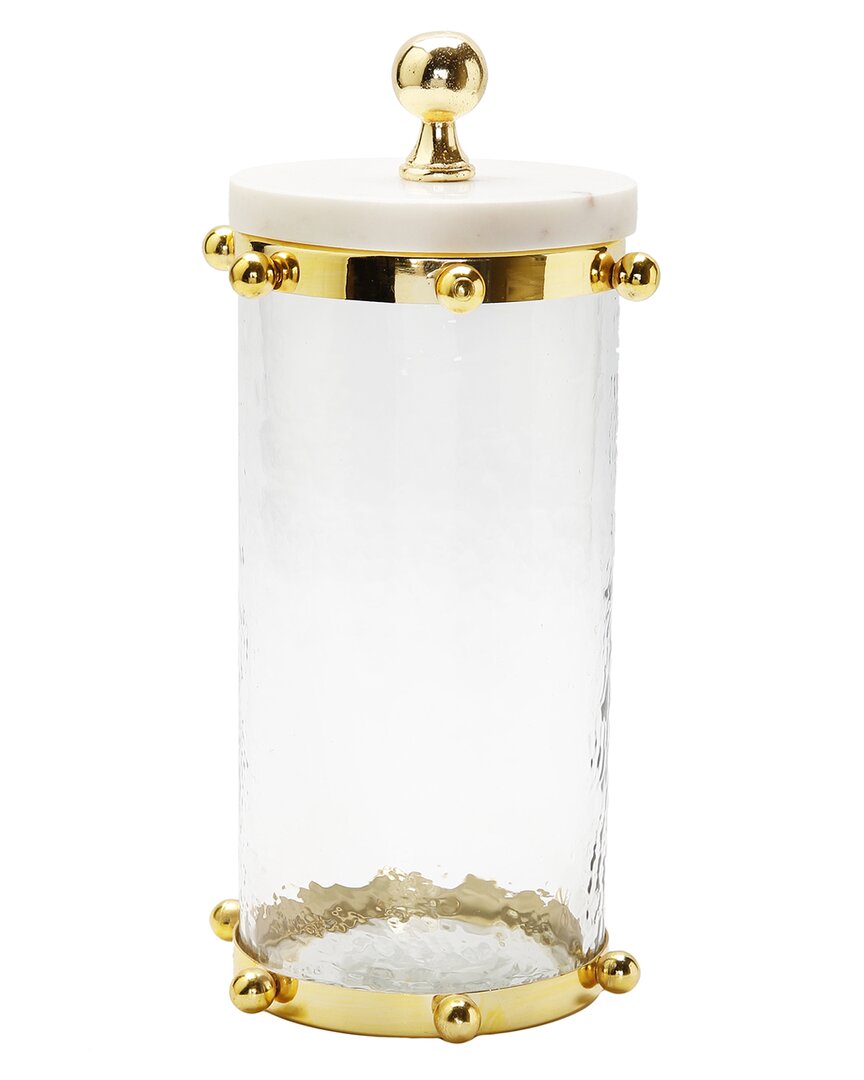 Alice Pazkus Hammered Glass Canister In Gold