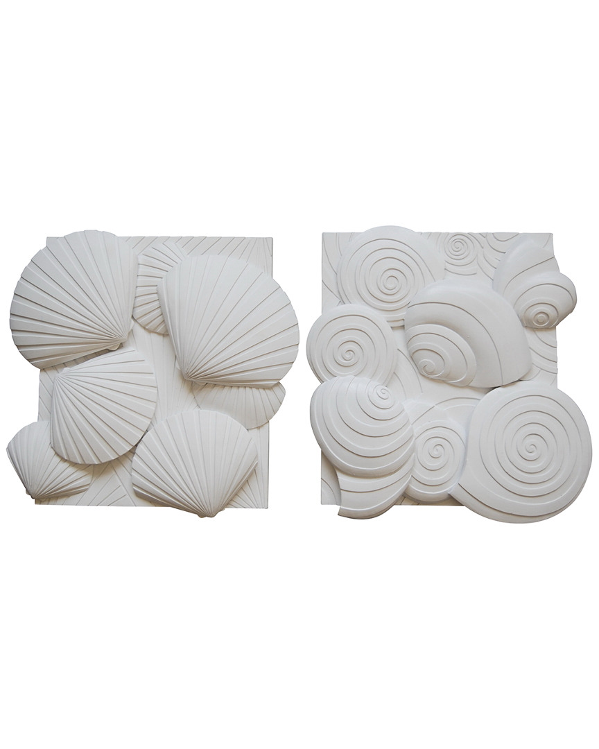 Sagebrook Home Set Of 2 Resin Sea Shell Wall Decor