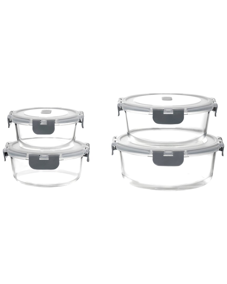 Genicook 8pc Round Borosilicate Glass Container With Vented Lid Set
