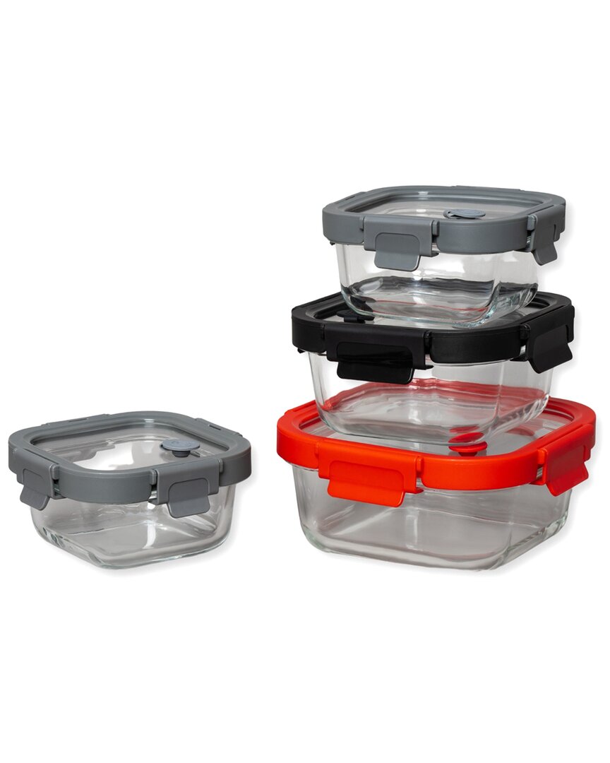 GENICOOK GENICOOK 8PC BOROSILICATE TEMPERED GLASS FOOD STORAGE CONTAINERS WITH PRO GRADE LOCKING GLASS LIDS 