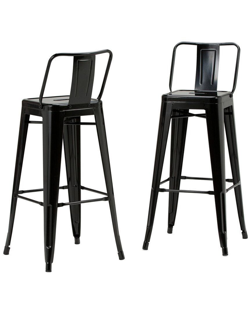 Simpli Home Set Of 2 Rayne Industrial Metal 30in Bar Stools In Black