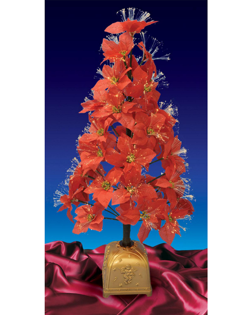 Northlight Pre-lit Fiber Optic Color Changing Red Poinsettia Christmas Tree