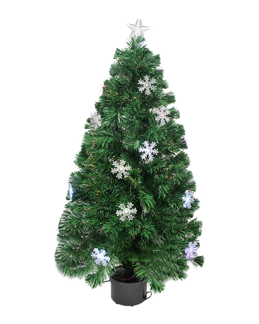 NORTHLIGHT NORTHLIGHT PRE-LIT COLOR CHANGING FIBER OPTIC CHRISTMAS TREE WITH SNOWFLAKES