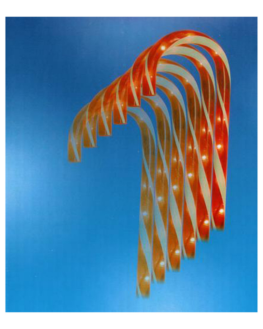 Northlight Pack Of 10 Lighted Outdoor Candy Cane Christmas Lawn Stakes Pathway Markers 12in