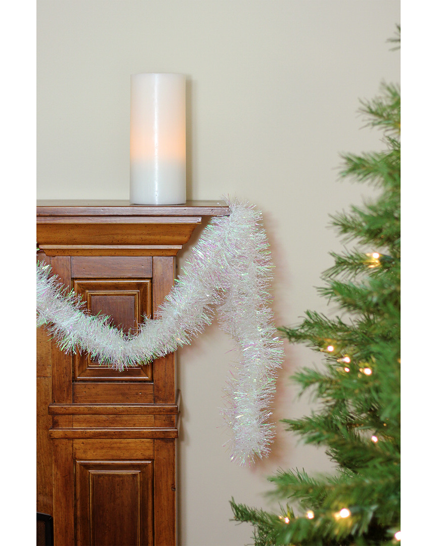 Northlight Festive Shiny White Irridescent Christmas Tinsel Garland