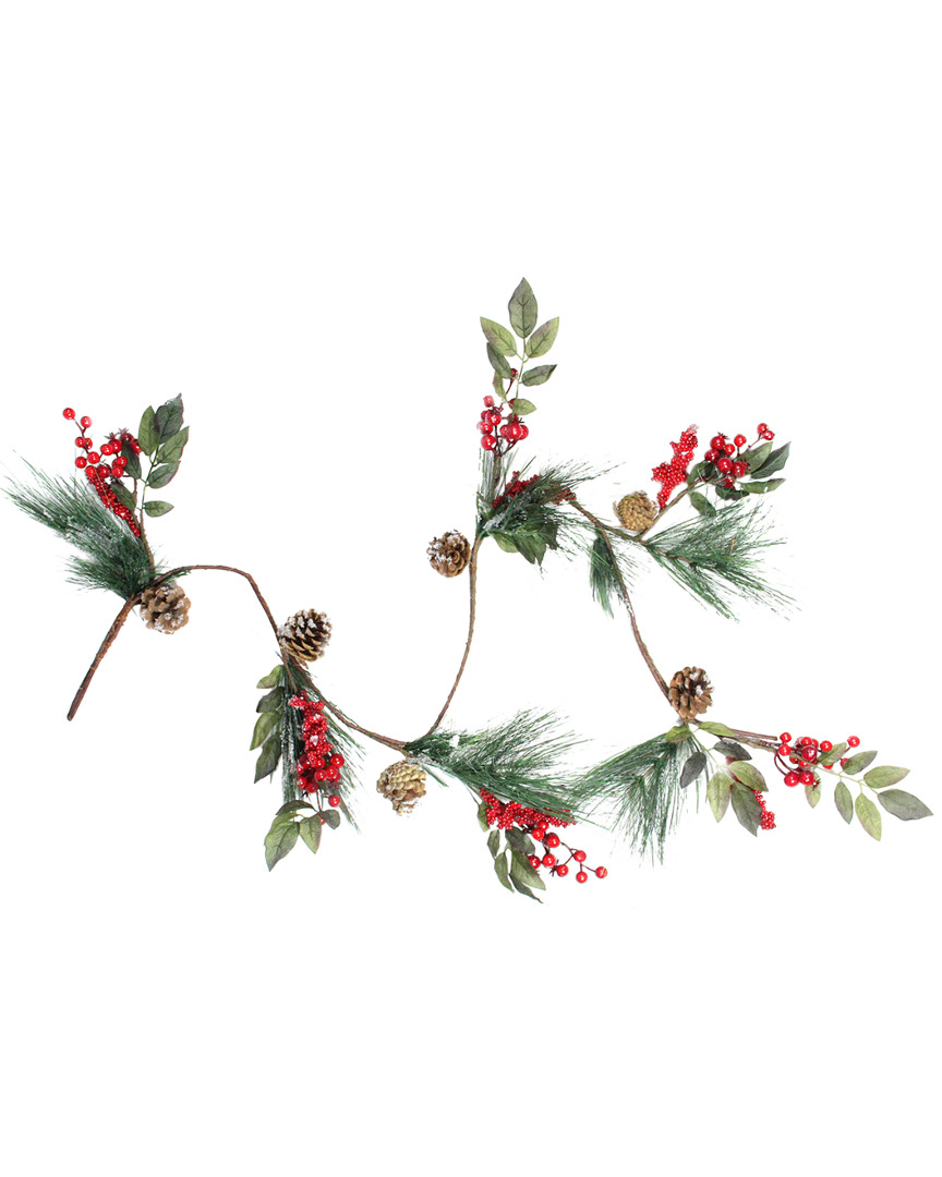 NORTHLIGHT NORTHLIGHT SNOW DUSTED PINE CONES BERRIES & LONG PINE NEEDLES ARTIFICIAL CHRISTMAS GARLAND