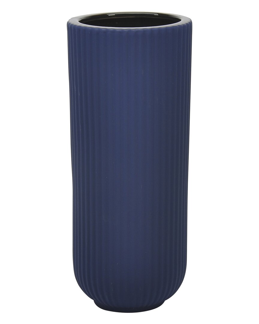 Sagebrook Home 11in Ridged Vase In Blue