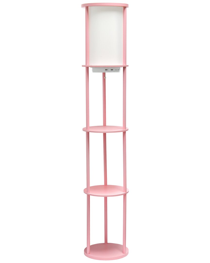 Lalia Home 62.5in Round Modern Shelf Etagere Organizer Storage Floor Lamp In Pink