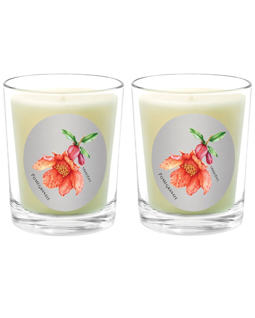 Qualitas Pomegranate Two Scented Beeswax Candle Set In White