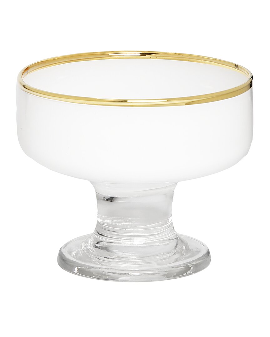 Alice Pazkus White Dessert Cups With Clear Stem And Rim Set Of 6