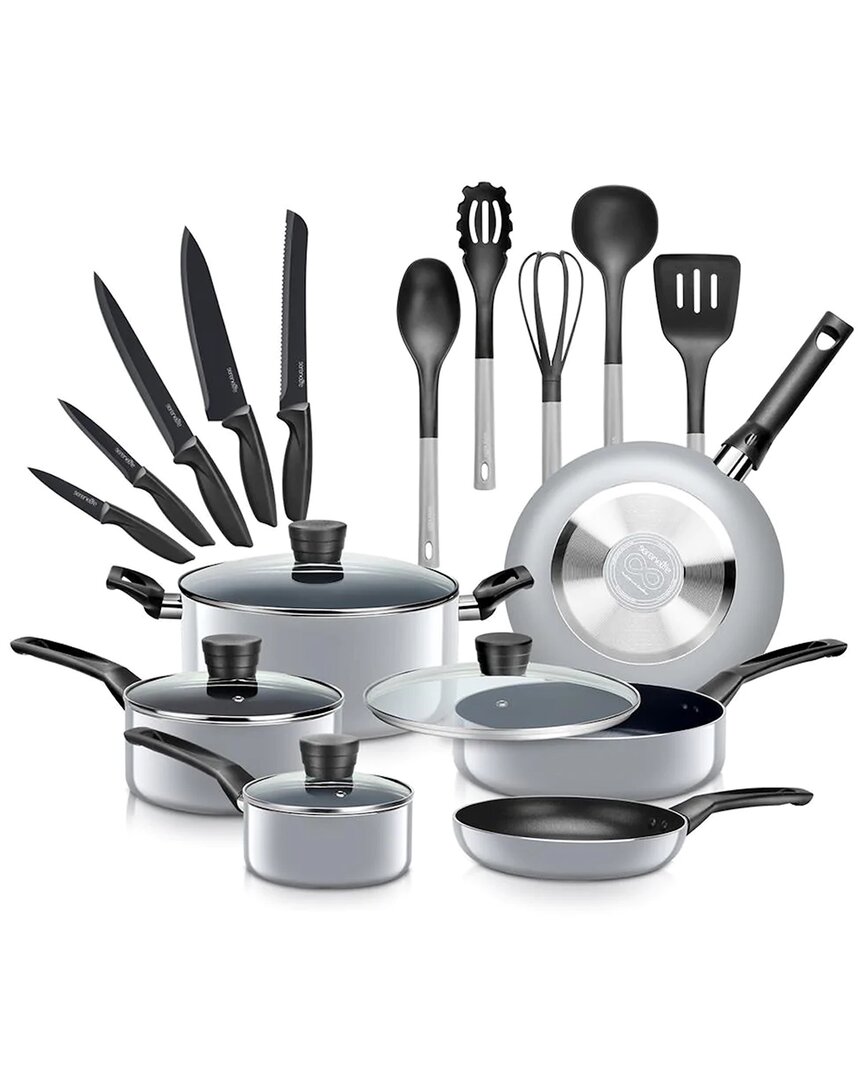 Serenelife 20pc Grey Cookware Set