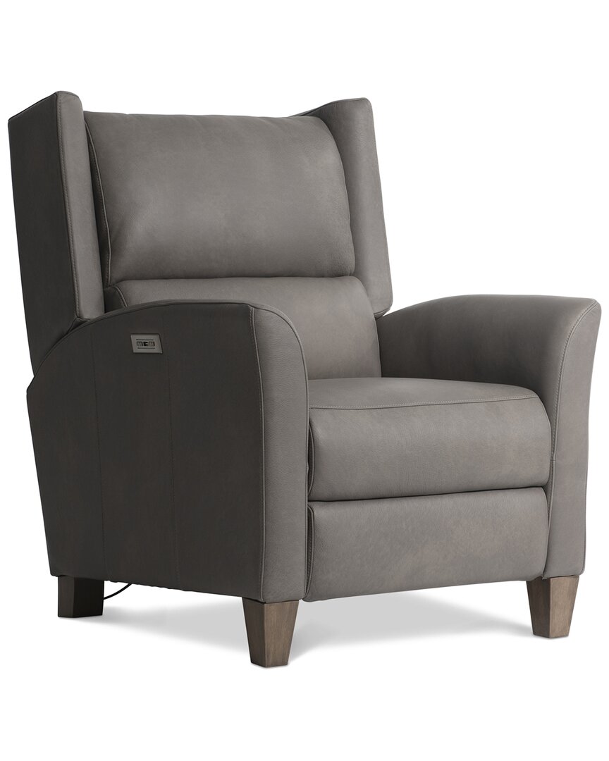 Bernhardt Weller Leather Power Motion Chair In Gray