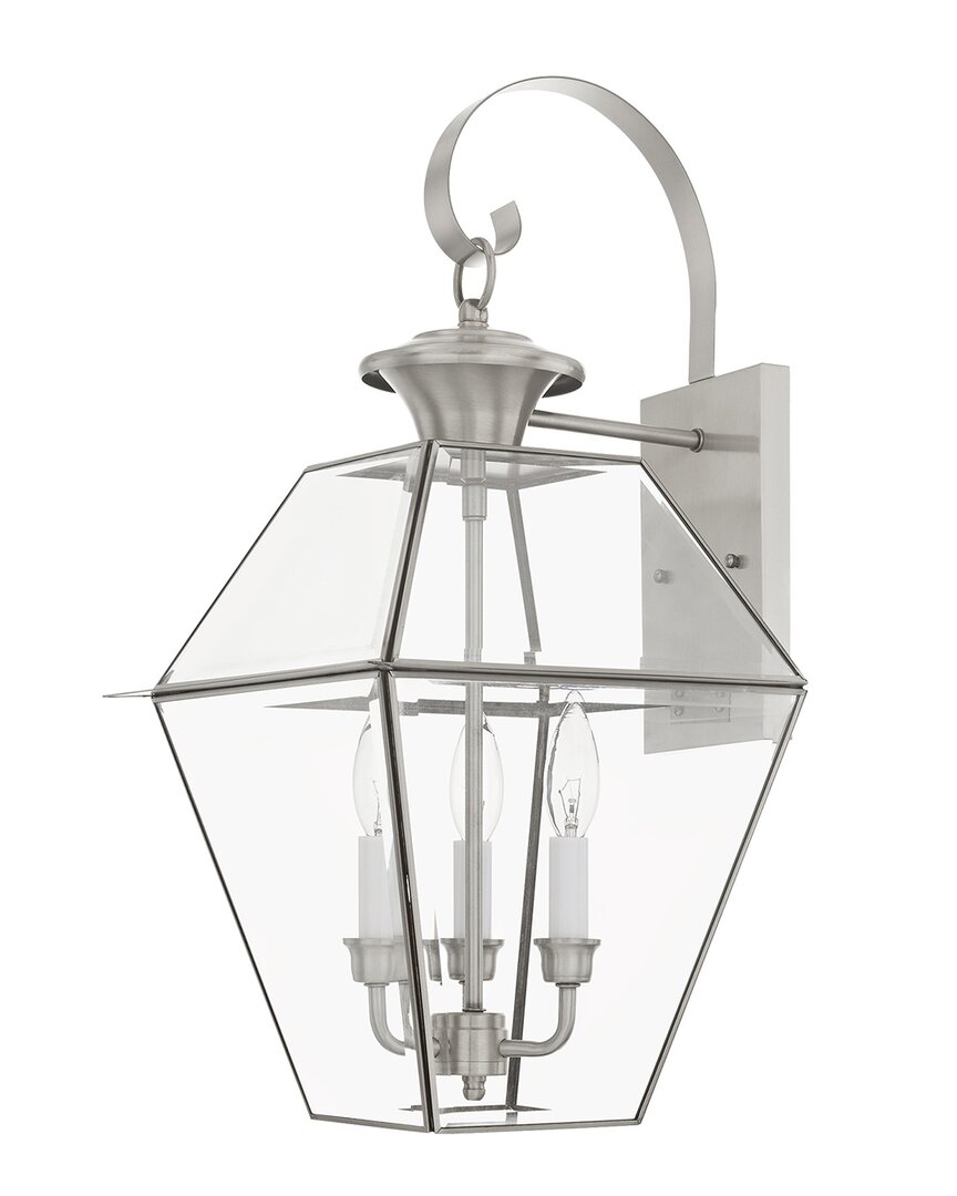 Livex Lighting 3-light Brushed Nickel Outdoor Wall Lantern