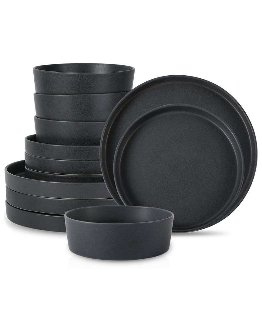 Stone By Mercer Project Modan 12pc Dinnerware Set In Grey