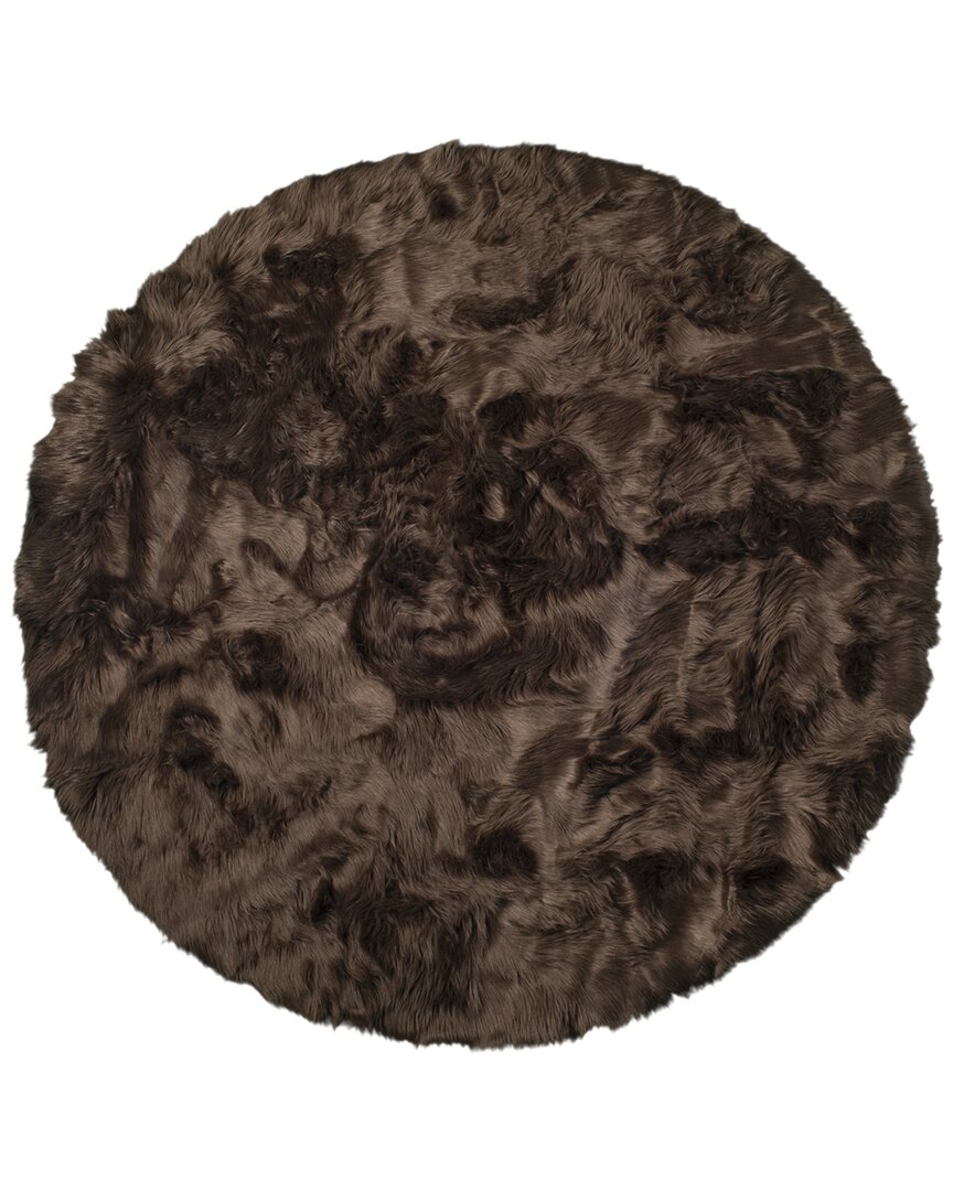 Natural Group Arlington Machine Washable Round Faux Fur Rug In Chocolate