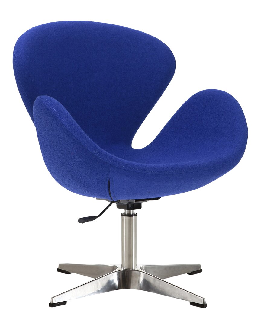 Manhattan Comfort Raspberry Adjustable Swivel Chair In Blue And Poli