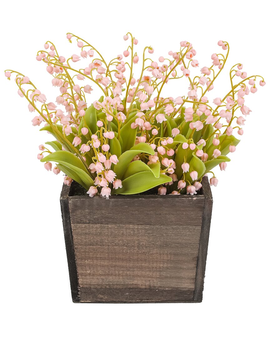 National Tree Company 10in Pink Lily-of-the-valley Flowers In Wood Box In Pink