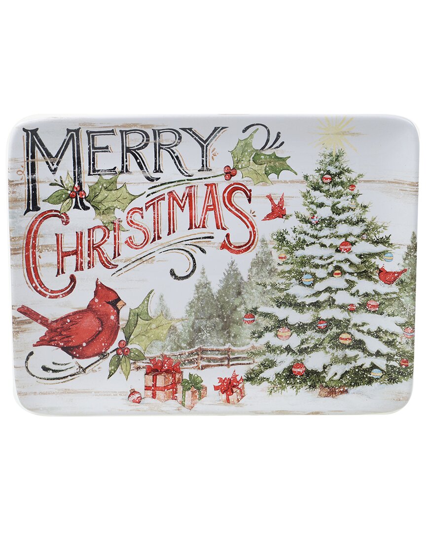 Certified International Evergreen Christmas Rectangular Platter